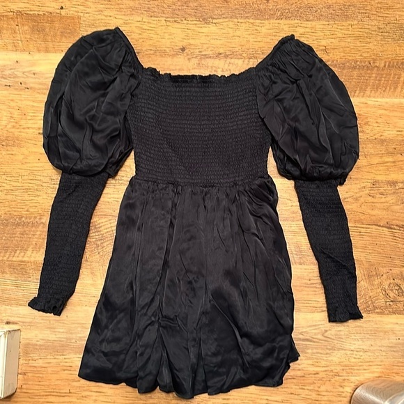 LPA Black Puff Long Sleeve Square Neck Formal Dress EE - Picture 1 of 3